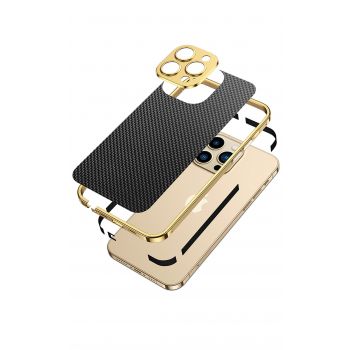New Design Stainless Steel Bezel Carbon Fiber Back Film Sticker Camera Protector Phone Case for iPhone 13 Series/12 Series/11 Series