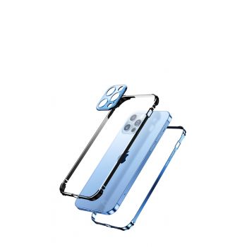 Grind Arenaceous Fingerprint-proof Transparent Phone Back Cover Stainless Steel Bezel Camera Sticker Case Protector Cover for iPhone 13 Series