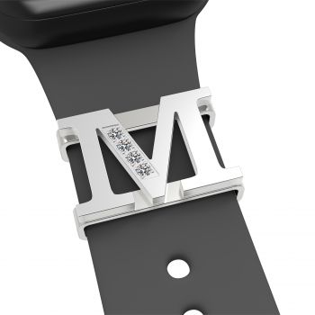 Fashionable Watch Band Charm Buddy Letter M Watch Strap Accessories Ring Loop for Apple Watch Series 7/6/5/4/3/2 38/40/41/42/44/45mm