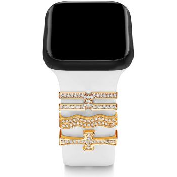 Birthday Gift 3Pcs/Sets watch band charms ornament zircon diamond Metal Decorative Rings Loops Compatible For Watch Band Series 5/4/3/2/1 38/40/42/44/45mm