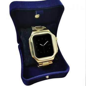 Luxury Design Gold Plated Stainless Steel Watch Protective Case With Watch Band for Apple Watch  7/6/5/4/3/SE Watch Protector for iWatch 38/40/42/44MM