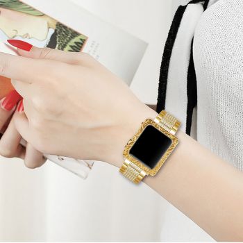 Callancity Carved Pattern Watch Frame Protective Case Watch Protector Smart Watch Cover For iWatch Series 6/5/4/3/SE