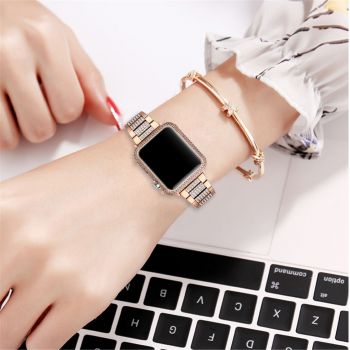 Luxury Watch Protective Case Protector Cover With Crystal Compatible For iWatch Series 38mm 40mm 42mm 44mm