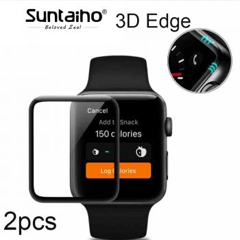 [2-Pack] 3D Full Cover Edge Touch point glass film For i Watch 42mm/ 38 mm Protector Film for Apple Watch Series 1/2/3