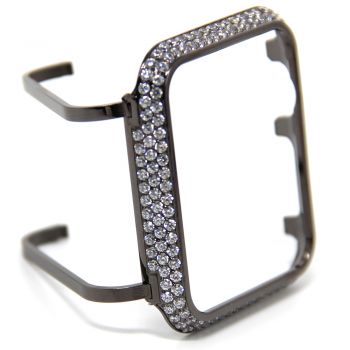 White diamond gun black apple watch bezel case cover