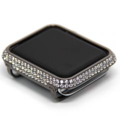 White diamond in gun black bzezel case cover with apple watch series1,2,3