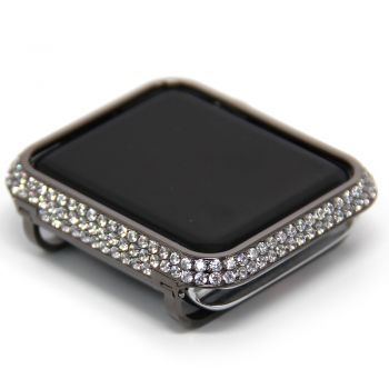 White diamond gun black apple watch bezel case cover