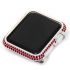 Red rhinestone crystal apple watch bezel case bright silver