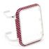 Red rhinestone crystal apple watch bezel case bright silver