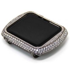 Apple watch sparking rhinestones gun black alloy watch case