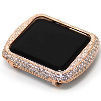 Rose gold shiny crystal rhinestones alloy apple watch case