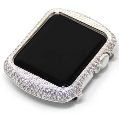 Crystal diamonds bright silver alloy case for apple watch