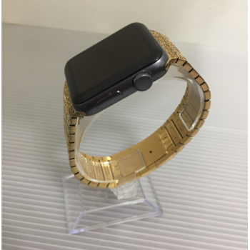 Callancity New Design Luxury Carving decorative pattern Watch Band 24kt Gold Plated Watch Strap Compatible For Apple Watch Series 7/SE/6/5/4/3