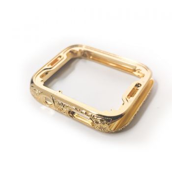 Callancity Unique Design Watch Cover 24kt Luxury Gold Plated Embossment Pattern Replacement Watch Case Compatible For Apple Watch Series 6 44mm