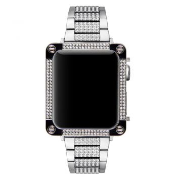 Apple watch starlight silver diamond alloy 3D bezel case