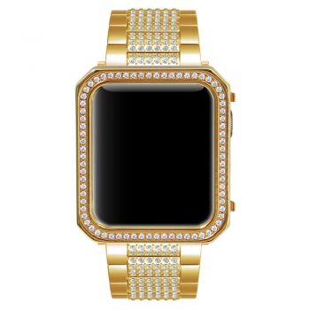 Gold unique square crystal alloy material Apple watch case