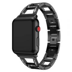 Apple wacth bracelet styled diamond black metal band