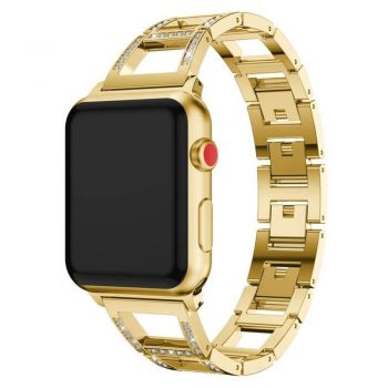 Chain type styled diamond gold metal band for apple wacth