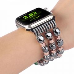 Bling Crystal Beaded Strap Jewelry Bracelet Stretch Band For Apple Watch iWatch Girl Series 3/2/1 38MM 42MM