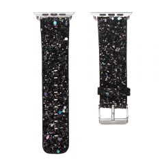 Apple Watch bling flash band blacke  leather glitter strap