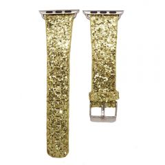 Bling flash strap gold leather glitter band for apple watch editions