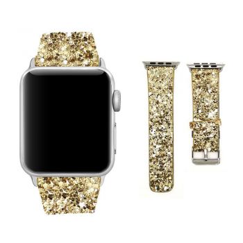 Bling strap gold leather glitter band for apple watch series