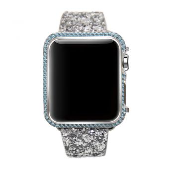 Apple Watch bling flash band grey leather glitter strap