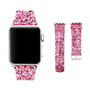 Bling flash strap pink leather glitter band for apple watch