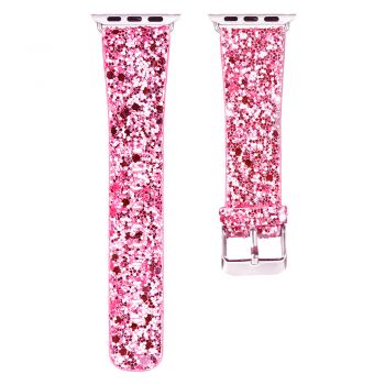 Bling flash strap pink leather glitter band for apple watch