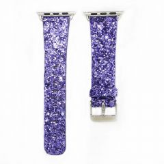 Bling flash strap purple leather glitter band for apple watch editions