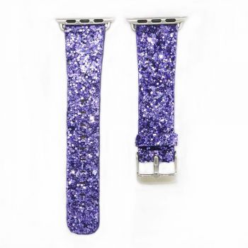 For Apple Watch band purple leather glitter wrist Strap