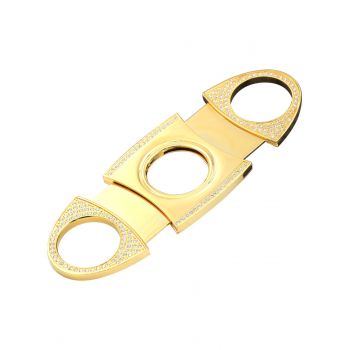 Perfect Gold Plated Cigar Guillotine Cutter with diamond