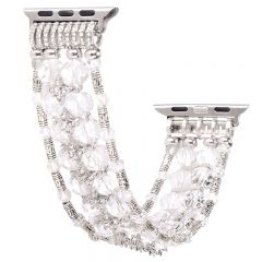 Crystal bezel handcraft encrusted watch strap for Apple watch white