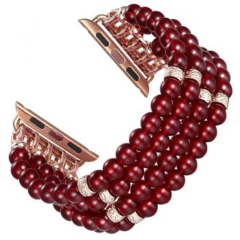 Fashionable beads pearl bracelet strap for Apple watch red