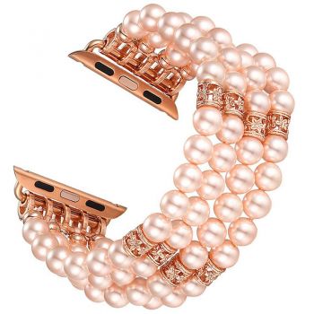 Fashionable beads pearl bracelet strap for Apple watch pink