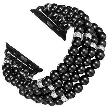 Fashionable beads pearl bracelet strap for Apple watch black