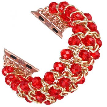 Replacement jewelry bracelet band for Apple watch red