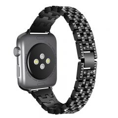 Stainless Steel Metal diamond Wristband For Apple watch black