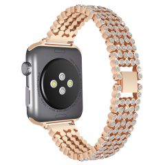 Luxury Replace Bling Stainless Steel Watch Band For Apple watch rose