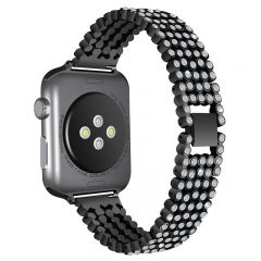 Luxury Replace Bling Stainless Steel Watch Band For Apple watch black