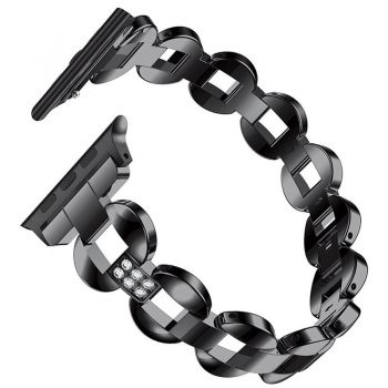 Stainless Steel Bling Diamond Strap for Apple watch black