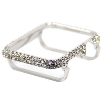 Metal crystal jewelry bezel case for Apple watch platinum