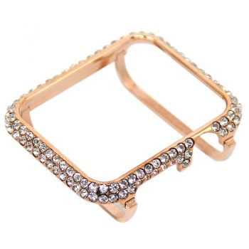 Metal crystal jewelry bezel case for Apple watch rose