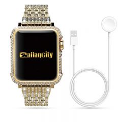 Crystal bezel handcraft encrusted cover case for Apple watch platinum