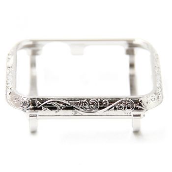 Carving Design Metal Bumper Frame 1 for Apple watch platinum