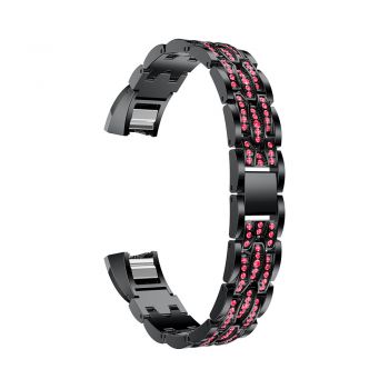 Pink diamond Strap Bracelet for Fitbit Alta black