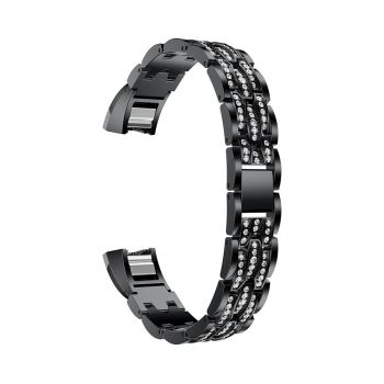 White diamond Strap Bracelet for Fitbit Alta black 