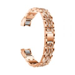 Metal Adjustable diamond Strap Bracelet for Fitbit Alta rose