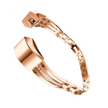 Metal Watch Bracelet white Diamond band for fitbit alta rose