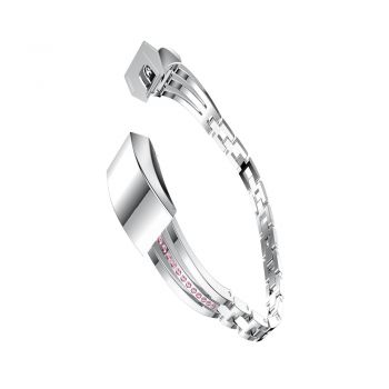 Metal Watch Pink crystal Bracelet for Fitbit alta platinum